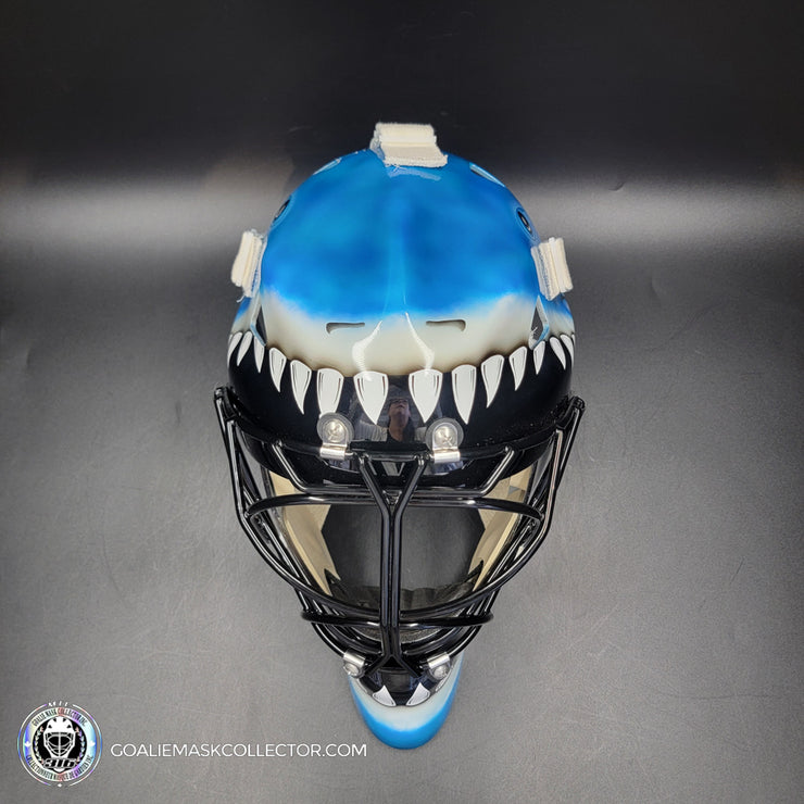 Brian Hayward Goalie Mask Unsigned San Jose V2 BRIGHT BLUE CAT316 Tribute