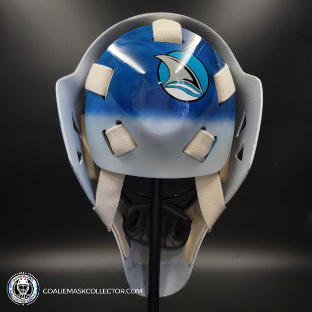 Brian Hayward Goalie Mask Unsigned San Jose V2 BRIGHT BLUE CAT316 Tribute