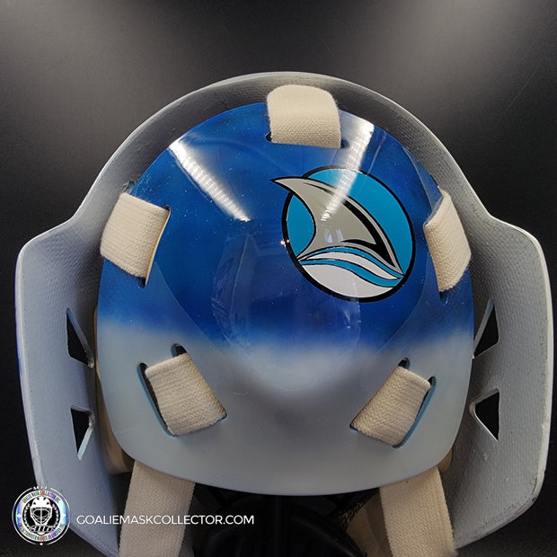 Brian Hayward Goalie Mask Unsigned San Jose V2 BRIGHT BLUE CAT316 Tribute