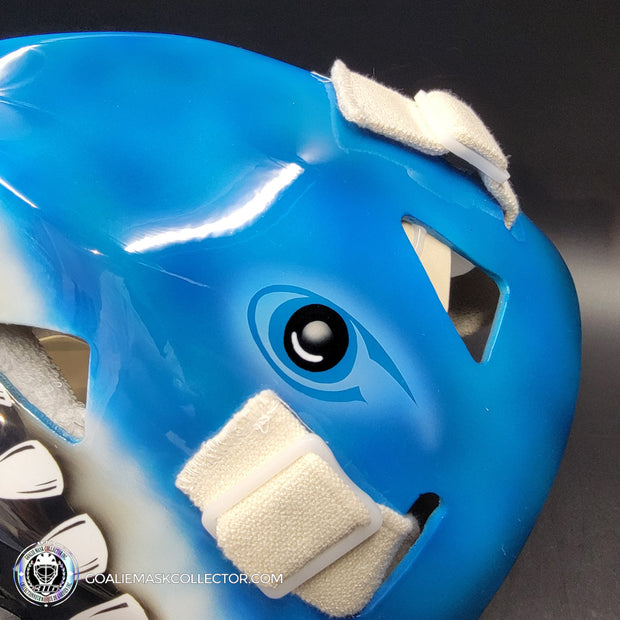 Brian Hayward Goalie Mask Unsigned San Jose V2 BRIGHT BLUE CAT316 Tribute