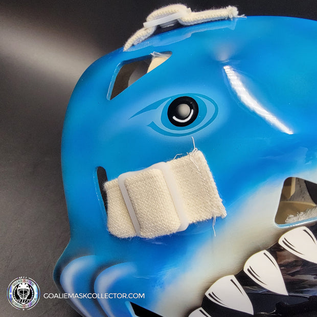 Brian Hayward Goalie Mask Unsigned San Jose V2 BRIGHT BLUE CAT316 Tribute