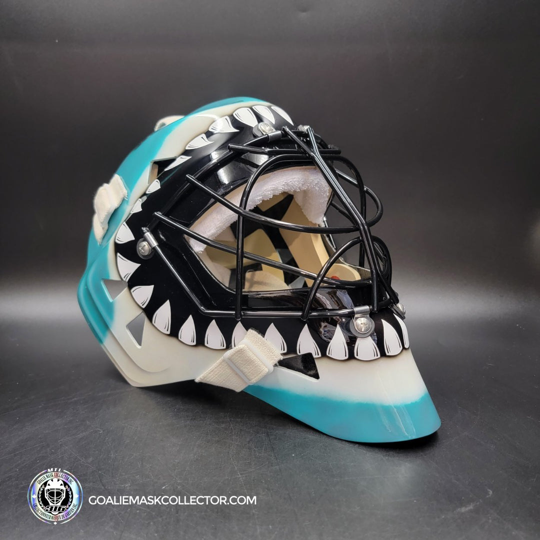 Brian Hayward Goalie Mask Unsigned San Jose V3 TEAL CAT316 Tribute