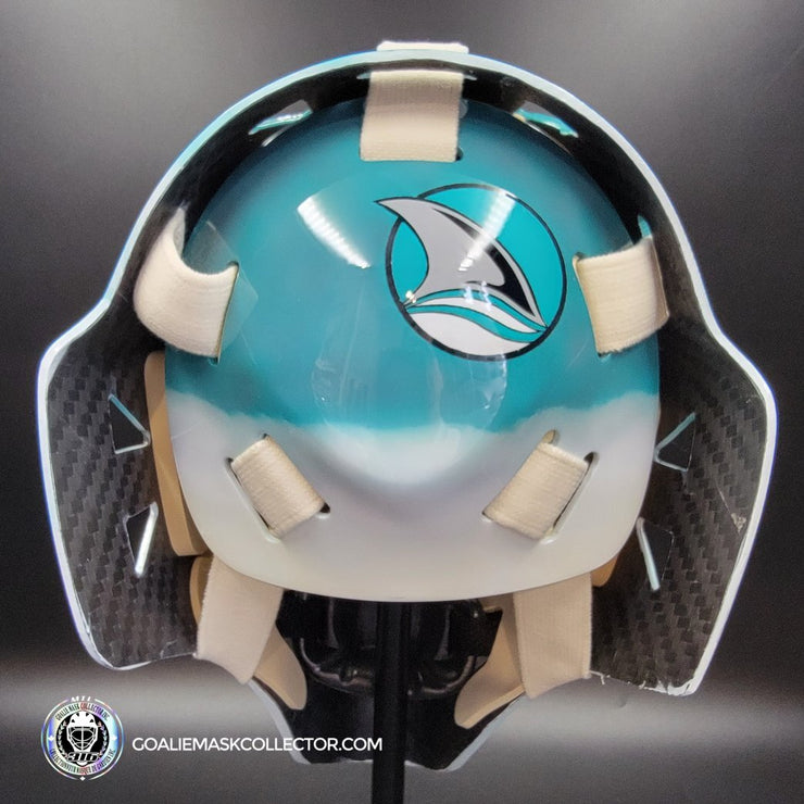 Brian Hayward Goalie Mask Unsigned San Jose V3 TEAL GRAY CAT316 Tribute