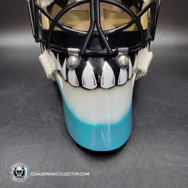 Brian Hayward Goalie Mask Unsigned San Jose V3 TEAL GRAY CAT316 Tribute