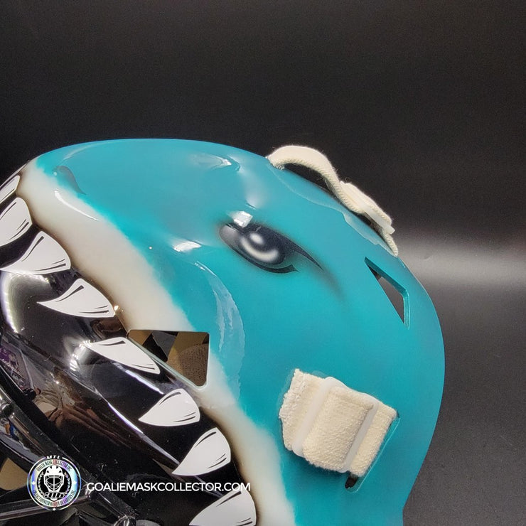 Brian Hayward Goalie Mask Unsigned San Jose V3 TEAL GRAY CAT316 Tribute