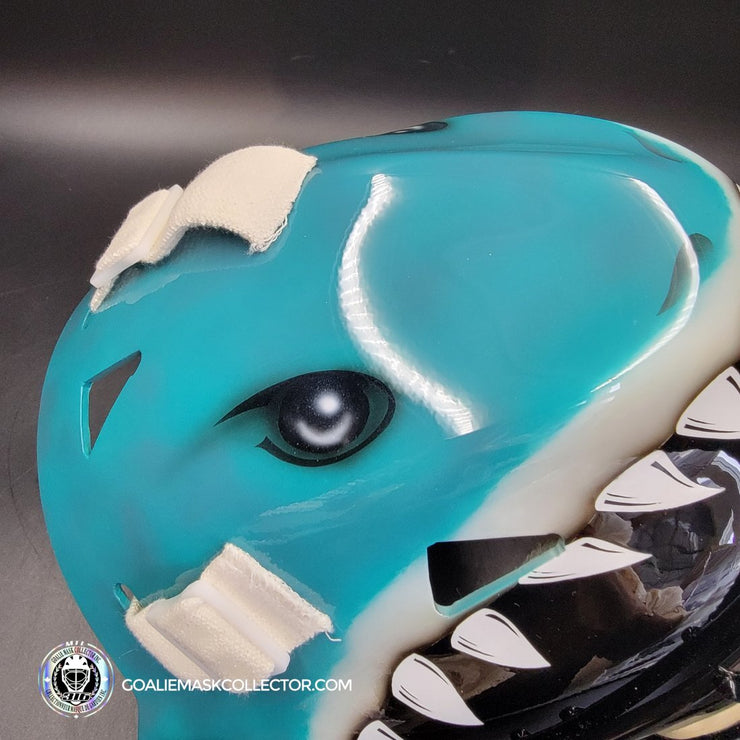Brian Hayward Goalie Mask Unsigned San Jose V3 TEAL GRAY CAT316 Tribute