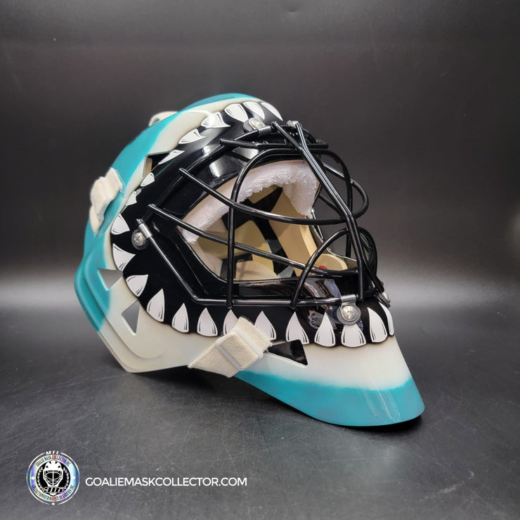 Brian Hayward Goalie Mask Unsigned San Jose V3 TEAL GRAY CAT316 Tribute