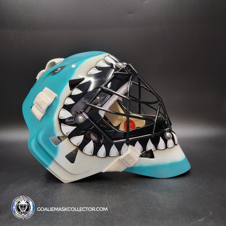 Brian Hayward Goalie Mask Unsigned San Jose V3 TEAL GRAY CAT316 Tribute