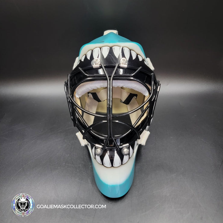 Brian Hayward Goalie Mask Unsigned San Jose V3 TEAL GRAY CAT316 Tribute