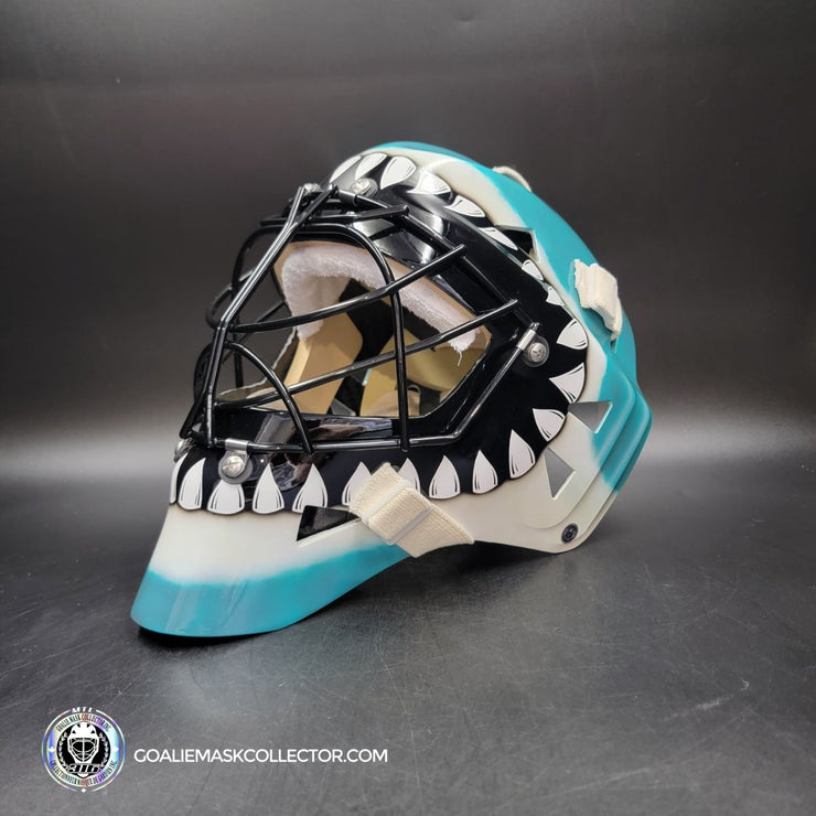 Brian Hayward Goalie Mask Unsigned San Jose V3 TEAL GRAY CAT316 Tribute