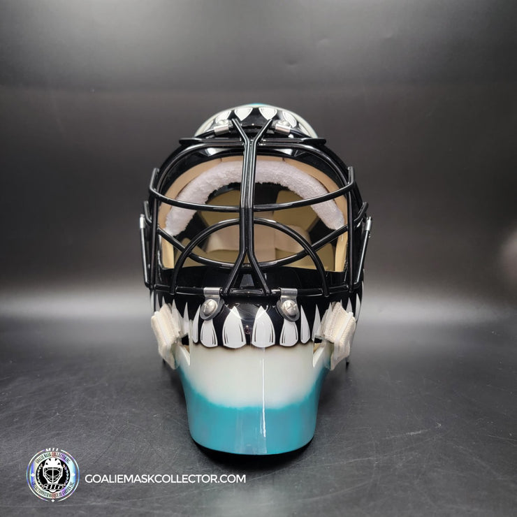 Brian Hayward Goalie Mask Unsigned San Jose V3 TEAL GRAY CAT316 Tribute