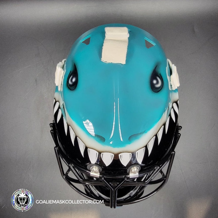 Brian Hayward Goalie Mask Unsigned San Jose V3 TEAL GRAY CAT316 Tribute