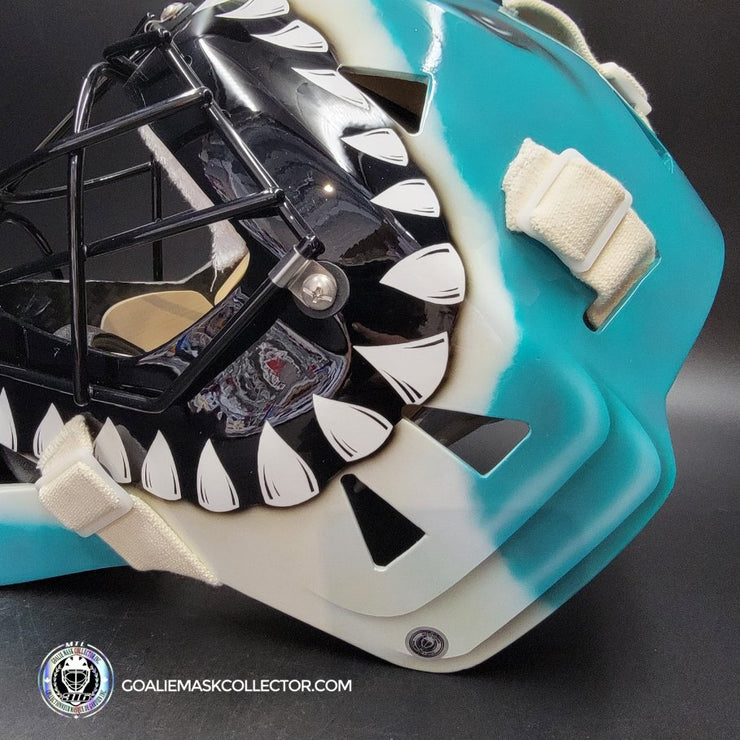 Brian Hayward Goalie Mask Unsigned San Jose V3 TEAL GRAY CAT316 Tribute