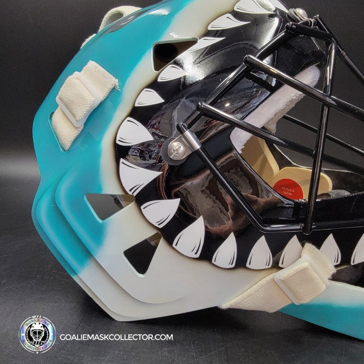 Brian Hayward Goalie Mask Unsigned San Jose V3 TEAL GRAY CAT316 Tribute