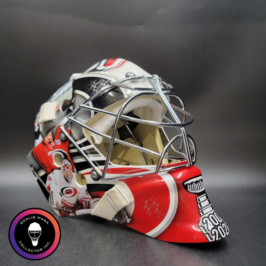 Custom AI Painted Goalie Mask: Carolina Unsigned 2006 Stanley Cup LEGACY Brin D'Amour, Ward, Staal, Bussi Edition Tribute