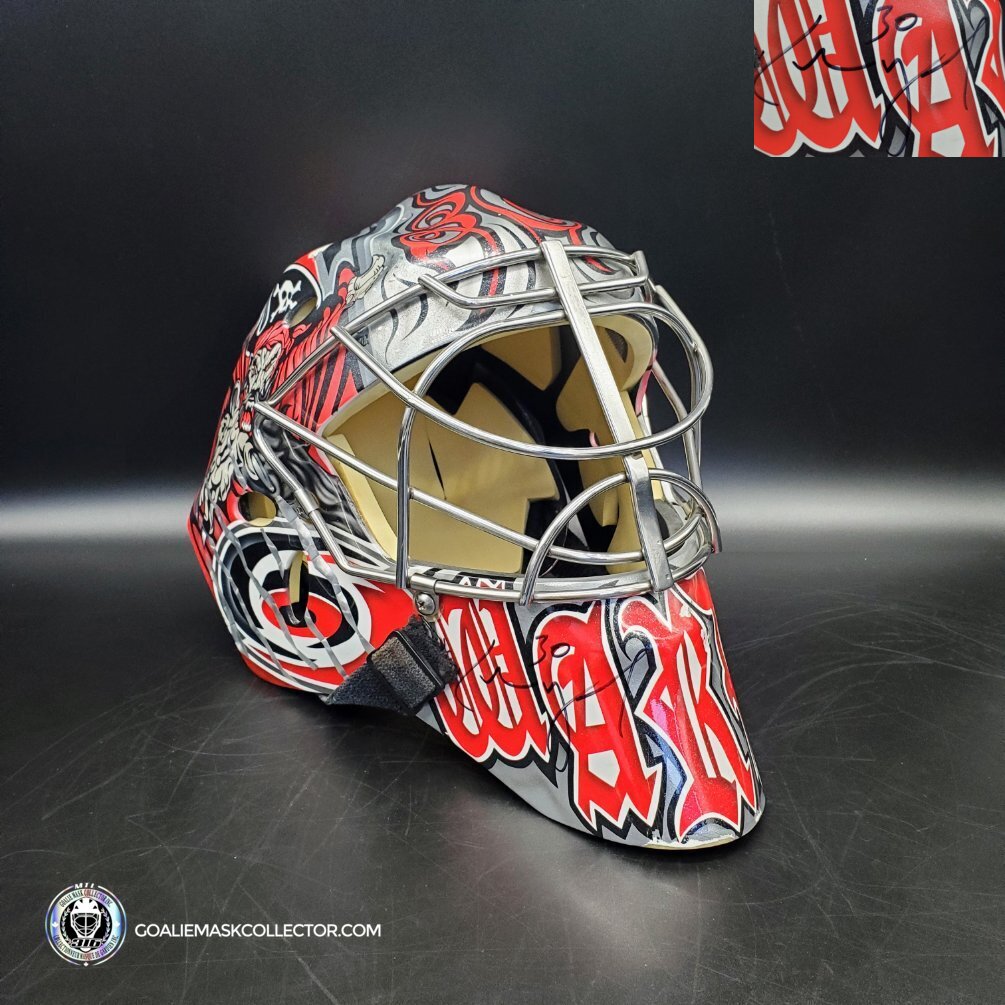 Cam Ward Goalie Mask Game Worn 2008-2010 Carolina Hurricanes Painted by Eye Candy Air on Sportmask Shell Photomatched - SOLD
