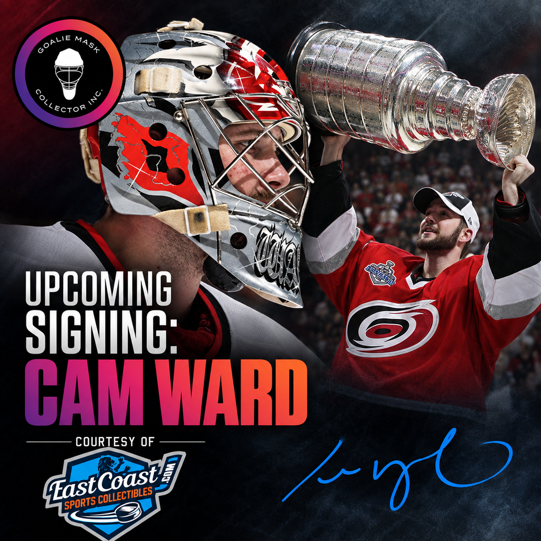 Autograph signing image: Cam Ward Autograph Carolina Hurricanes Stanley Cup Champion Signed 2026. Goalie Mask Collector.