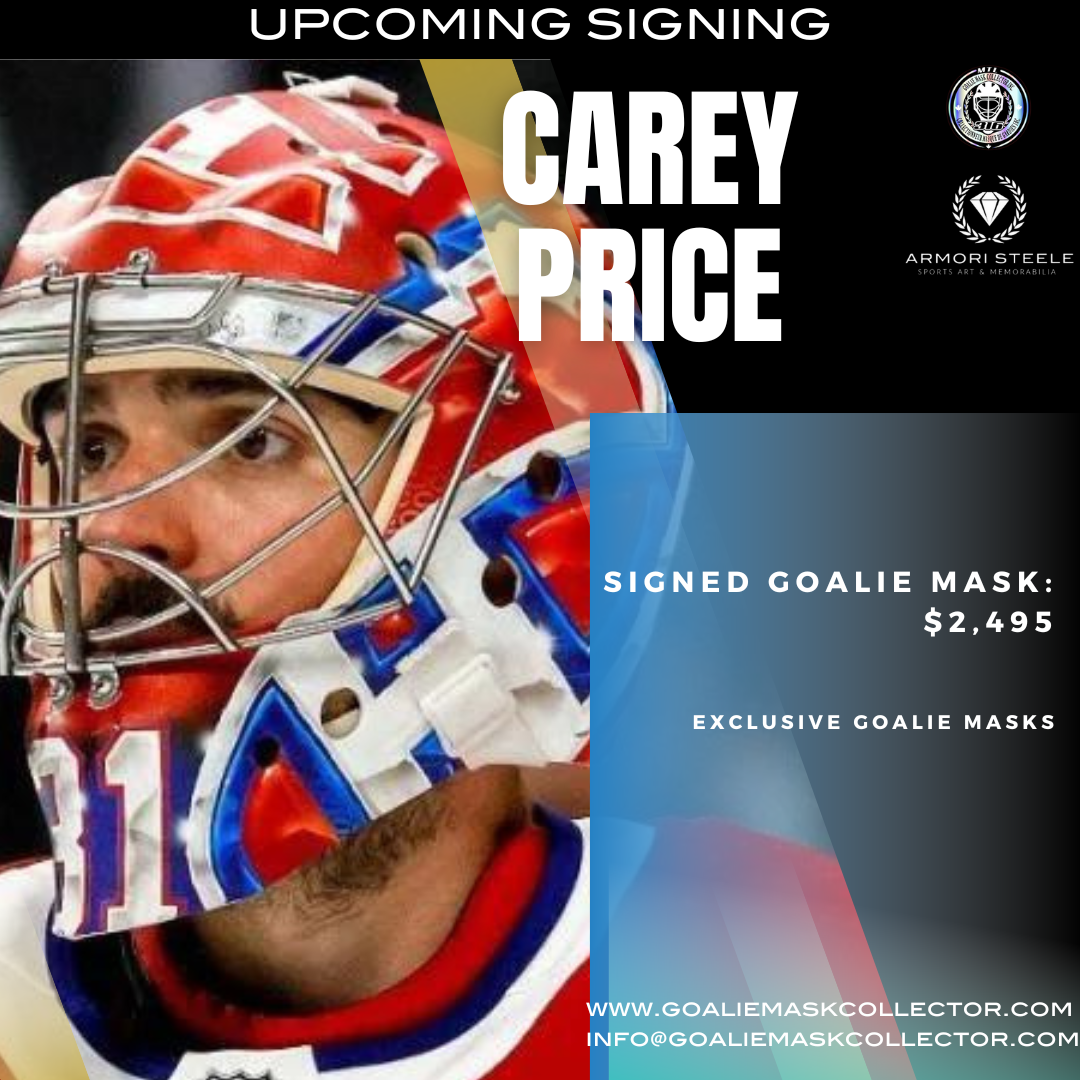 Upcoming Signing: Carey Price Signed Goalie Mask Tribute Signature Edition Autographed-COMPLETE