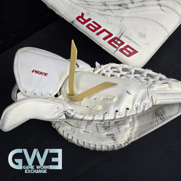 Carey Price Game Playoffs Worn Goalie Pads Set CCM + RBK Chest Protector 2012-13 Montreal Canadiens + Practice Worn Glove & Blocker Bauer AS-02961