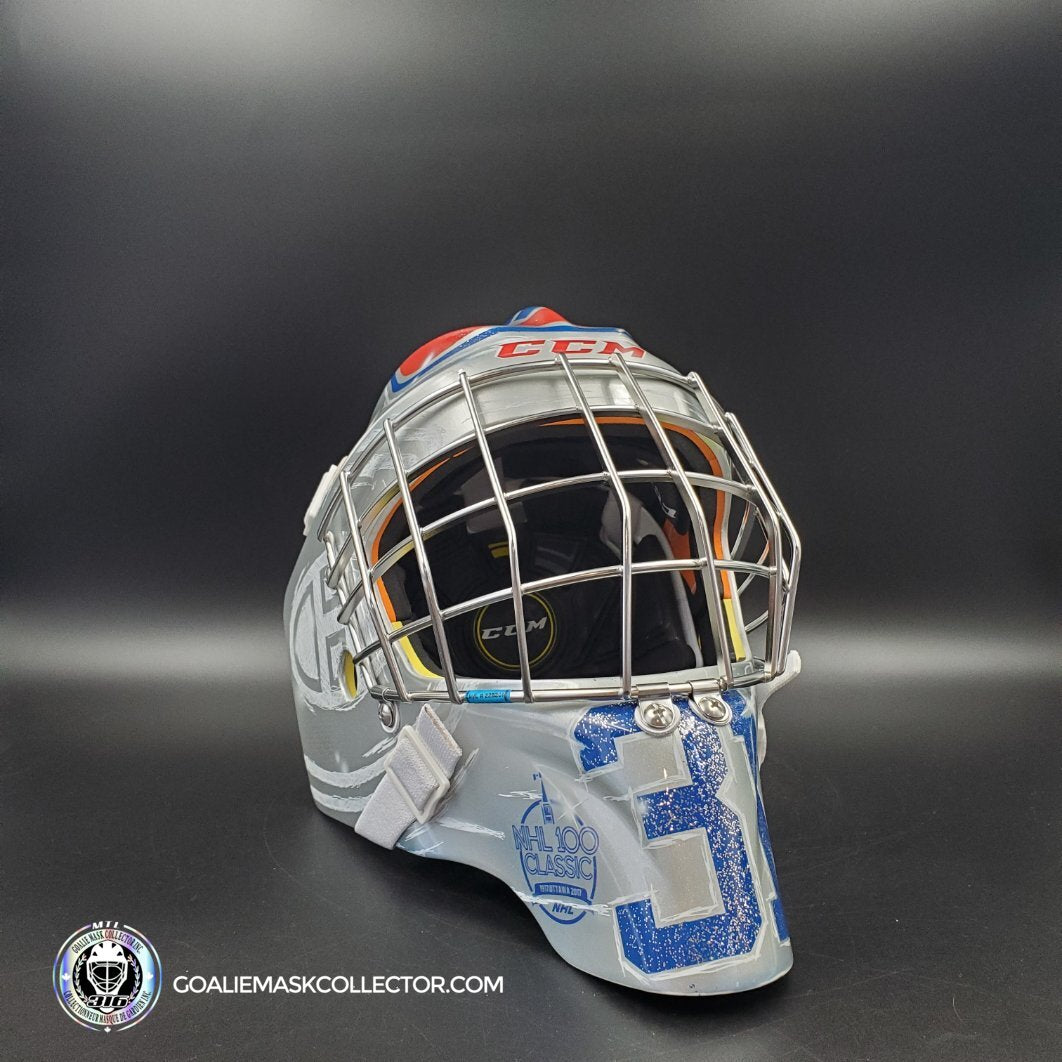 Carey Price Goalie Mask Unsigned 2017 Montreal NHL 100 Winter Classic Silver Tribute