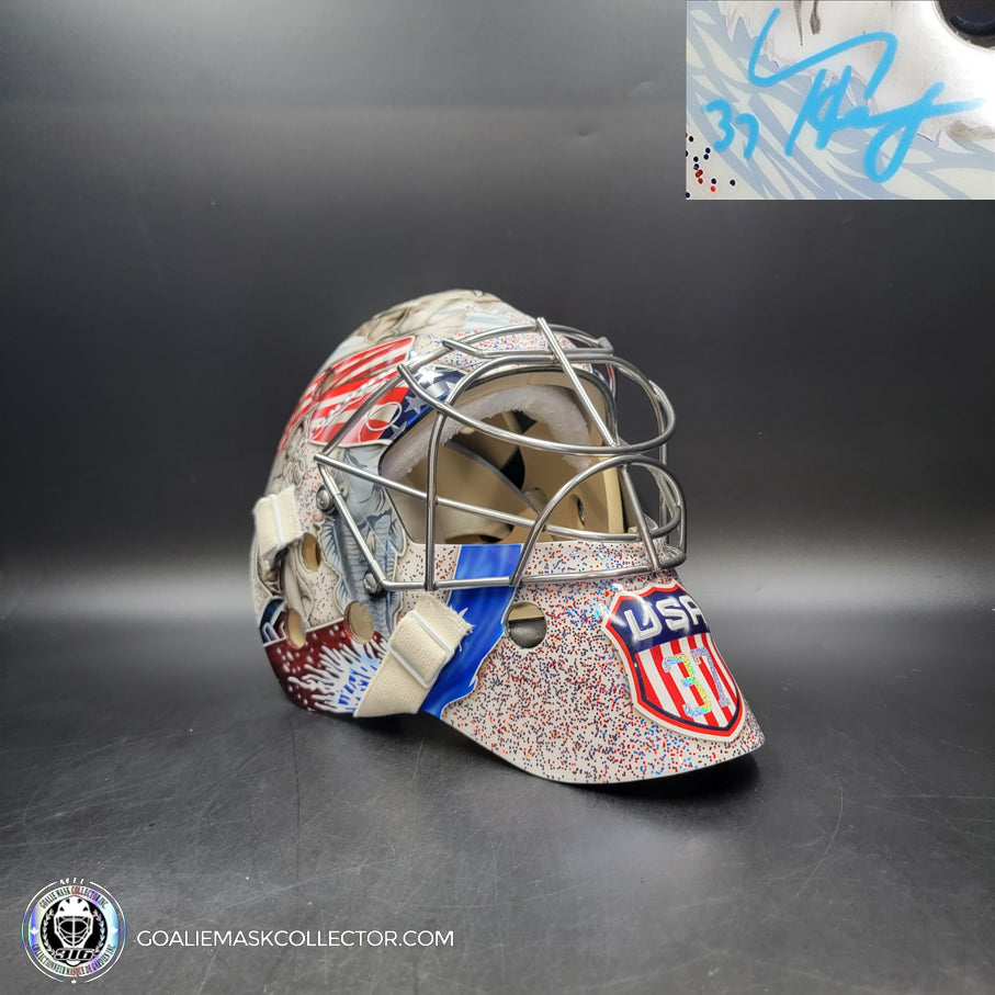 Connor Hellebuyck Signed Goalie Mask 2025 4 Nations Team USA Signature Edition. Goalie Mask Collector.