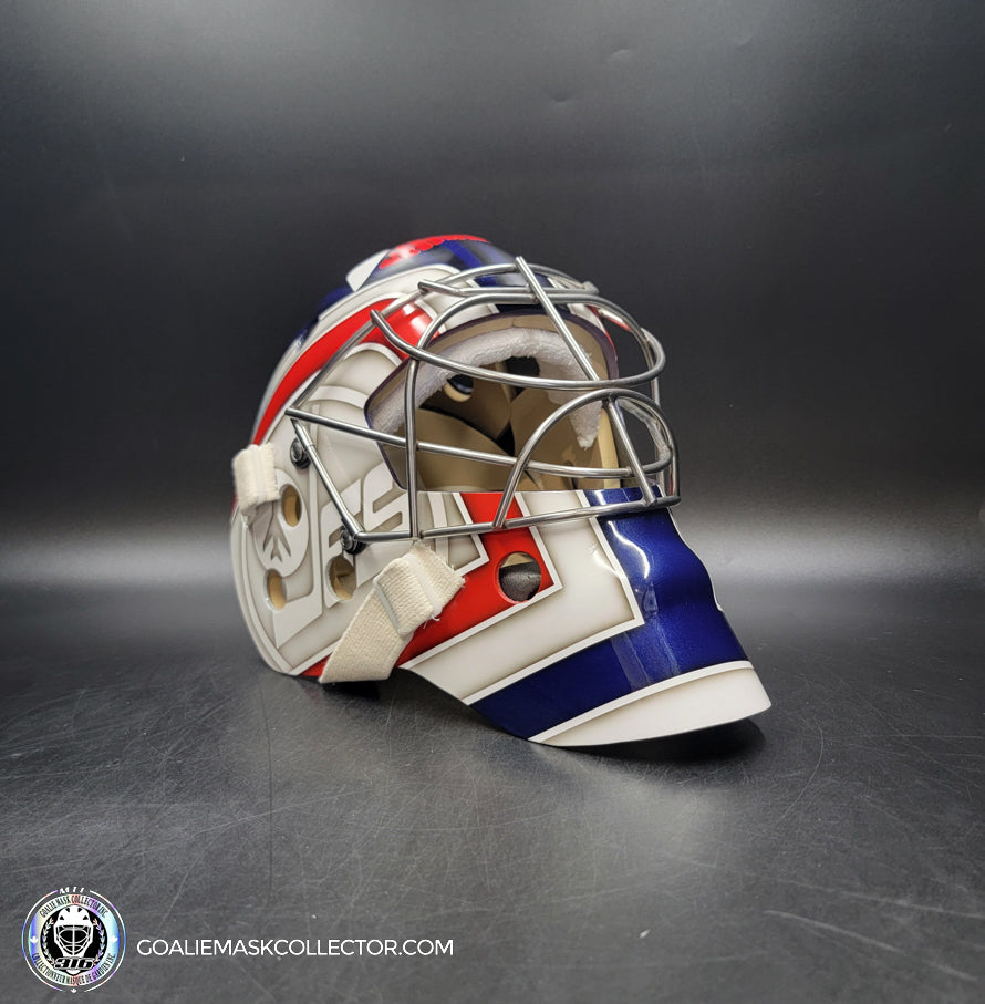 Connor Hellebuyck Unsigned Goalie Mask Winnipeg 2016 Heritage Blue. Goalie Mask Collector.