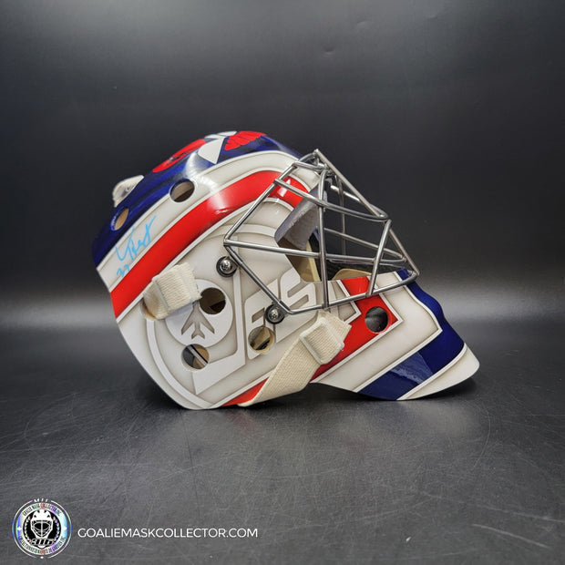 Connor Hellebuyck Signed Goalie Mask Winnipeg 2016 Heritage Blue Signature Edition