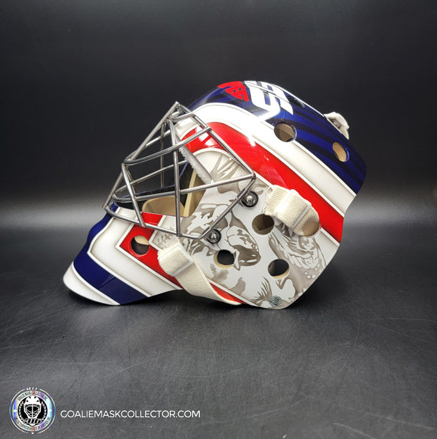Connor Hellebuyck Signed Goalie Mask Winnipeg 2016 Heritage Blue Signature Edition