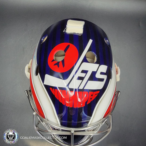 Connor Hellebuyck Signed Goalie Mask Winnipeg 2016 Heritage Blue Signature Edition