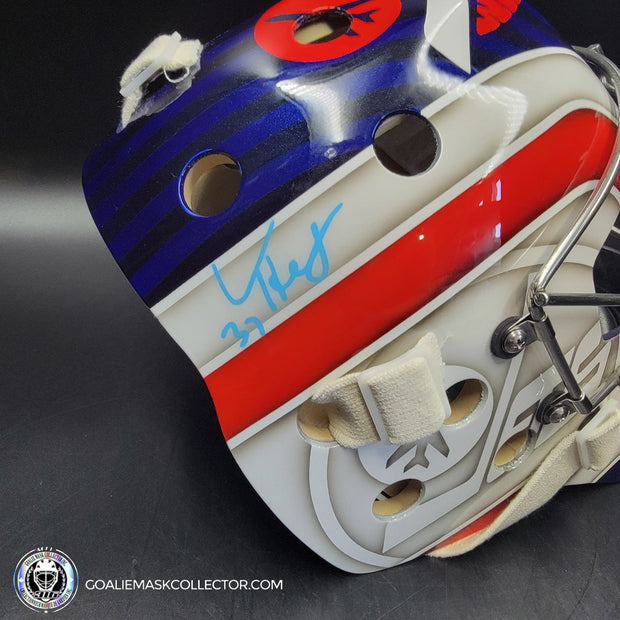 Connor Hellebuyck Signed Goalie Mask Winnipeg 2016 Heritage Blue Signature Edition