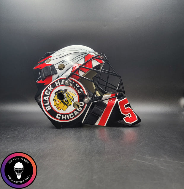 Corey Crawford Goalie Mask Unsigned 2015 Chicago Black Edition Cup Winning Tribute