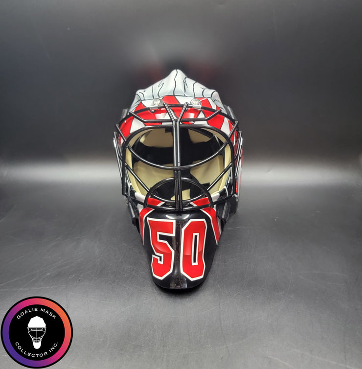 Corey Crawford Goalie Mask Unsigned 2015 Chicago Black Edition Cup Winning Tribute