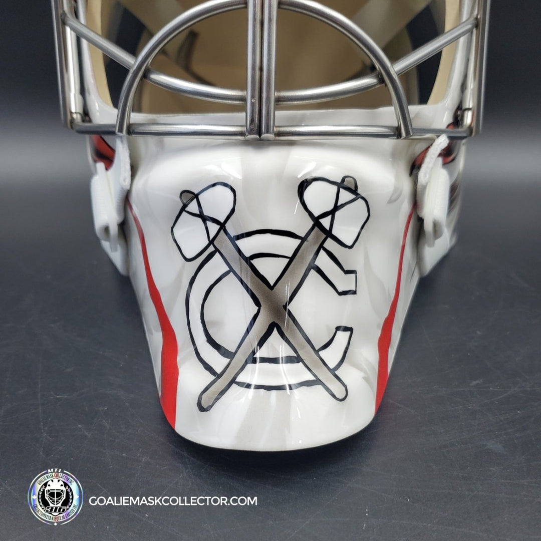 Corey Crawford Signed Goalie Mask White Chicago Tribute AS Edition