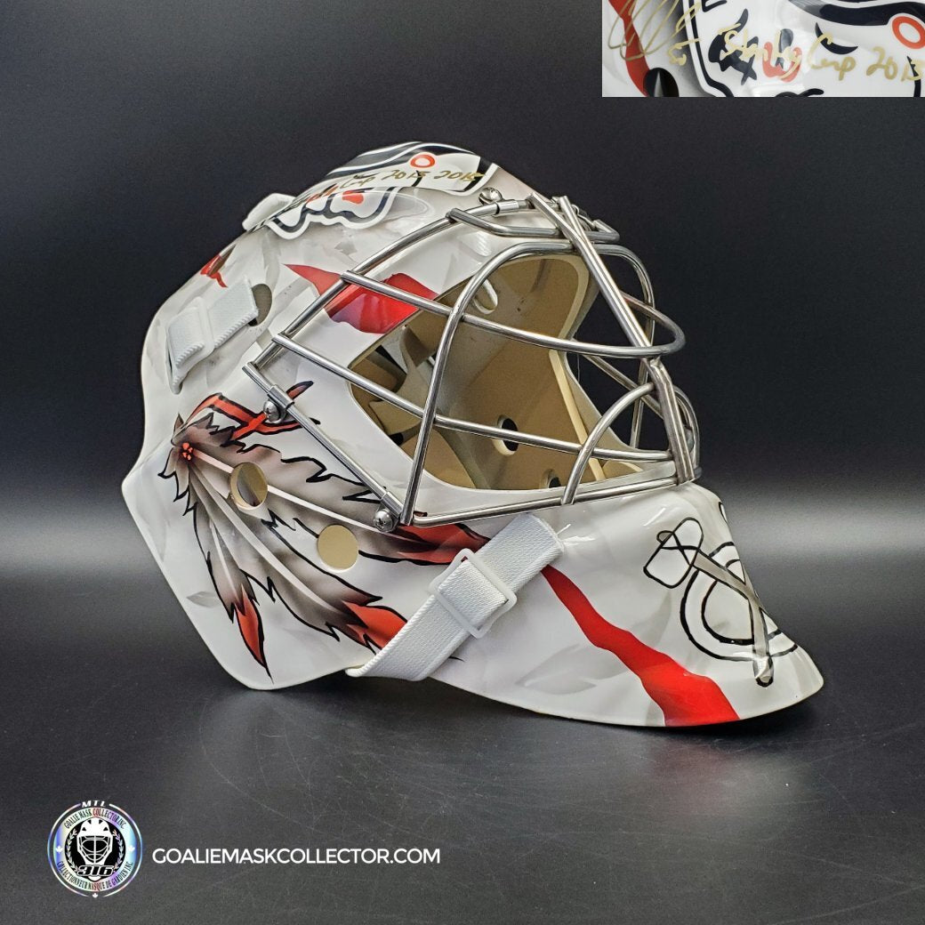 Corey Crawford Signed Goalie Mask White Chicago Tribute AS Edition