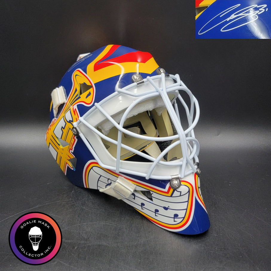 Curtis Joseph Cujo Signed Goalie Mask St. Louis Trumpet V1 Dark Blue Signature Edition Autographed