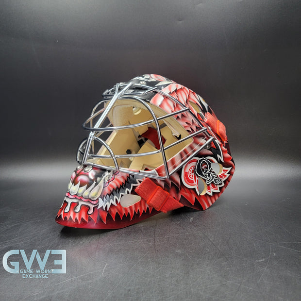 Curtis Joseph Game Issued Goalie Mask Detroit Red Wings Pro's Choice Dom Malerba 2002 Signed By Curtis Joseph - AS-01026