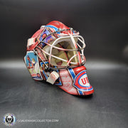 Custom Painted Goalie Mask: Chicago Cubs Classic Baseball Cards Joey Daccord Inspired Tribute