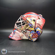 Custom Painted Goalie Mask: Chicago Cubs Classic Baseball Cards Joey Daccord Inspired Tribute