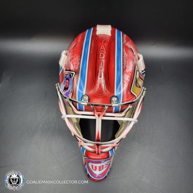 Custom Painted Goalie Mask: Chicago Cubs Classic Baseball Cards Joey Daccord Inspired Tribute