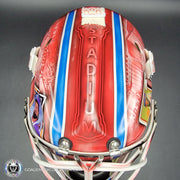 Custom Painted Goalie Mask: Chicago Cubs Classic Baseball Cards Joey Daccord Inspired Tribute