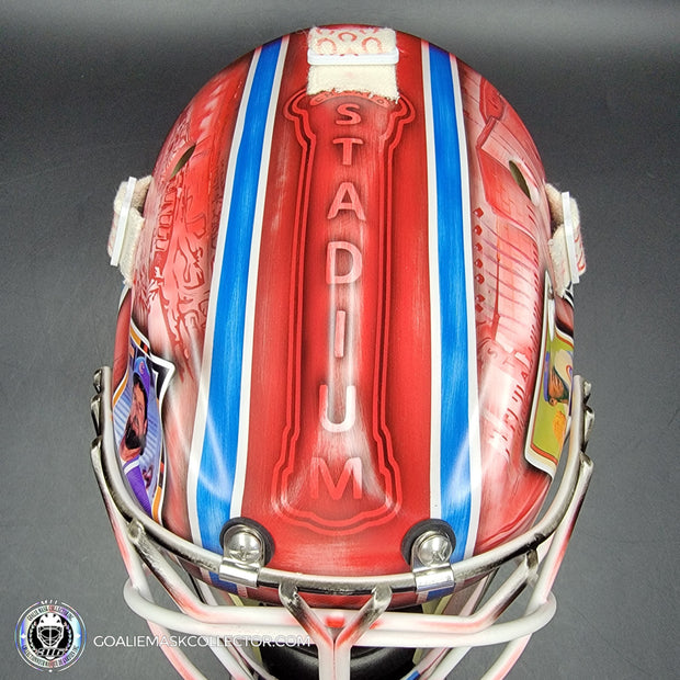Custom Painted Goalie Mask: Chicago Cubs Classic Baseball Cards Joey Daccord Inspired Tribute