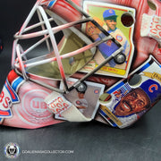Custom Painted Goalie Mask: Chicago Cubs Classic Baseball Cards Joey Daccord Inspired Tribute