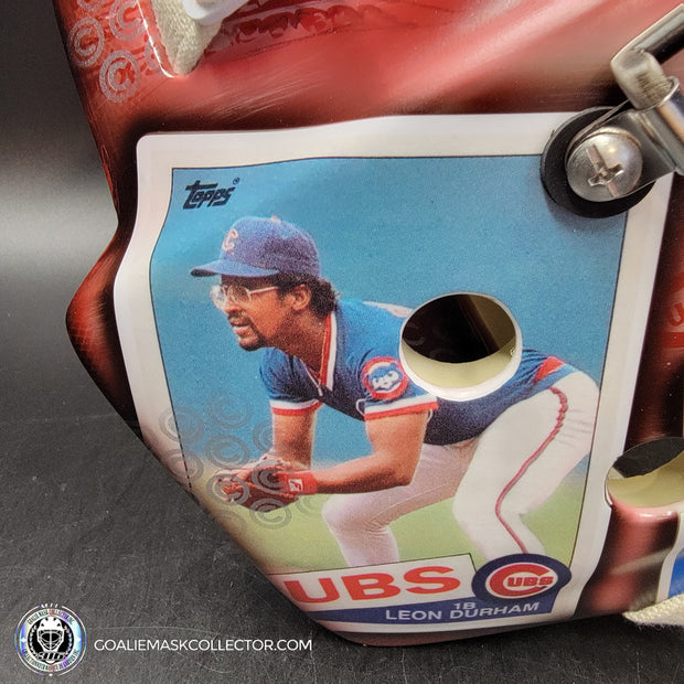 Custom Painted Goalie Mask: Chicago Cubs Classic Baseball Cards Joey Daccord Inspired Tribute