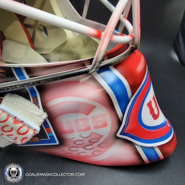 Custom Painted Goalie Mask: Chicago Cubs Classic Baseball Cards Joey Daccord Inspired Tribute