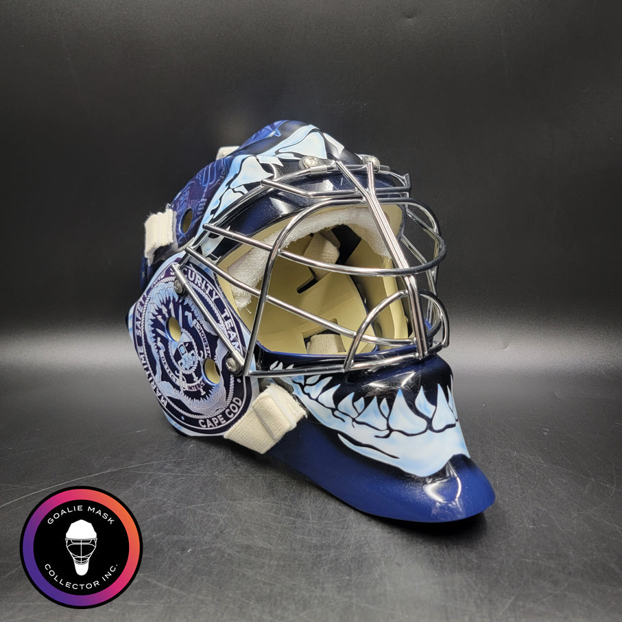 custom football helmet masks Custom Painted Goalie Mask: Coast Guard Cape Cod – Goalie Mask Collector