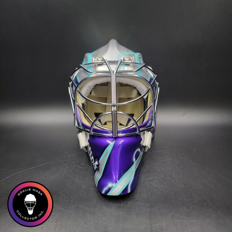 Custom Painted Goalie Mask: Drag Race Car Racing in New York Themed ...
