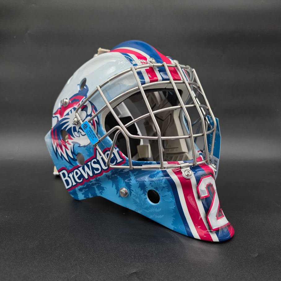Custom Painted Goalie Mask: Brewster Academy Certified Junior Kids Mask
