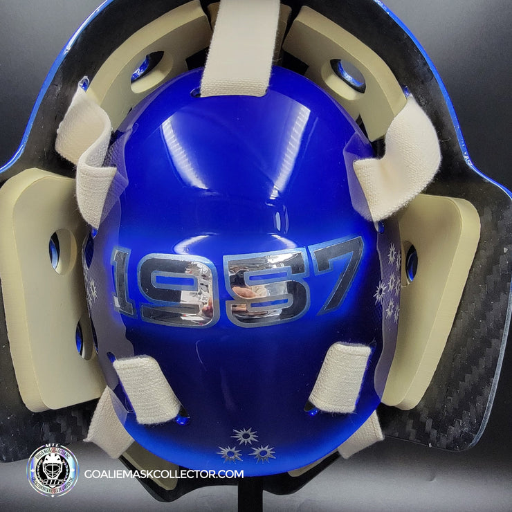 Custom Painted Goalie Mask: CED Corporate Business Logo