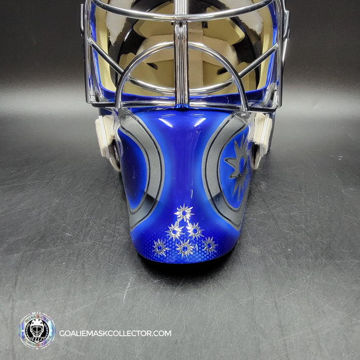 Custom Painted Goalie Mask: CED Corporate Business Logo