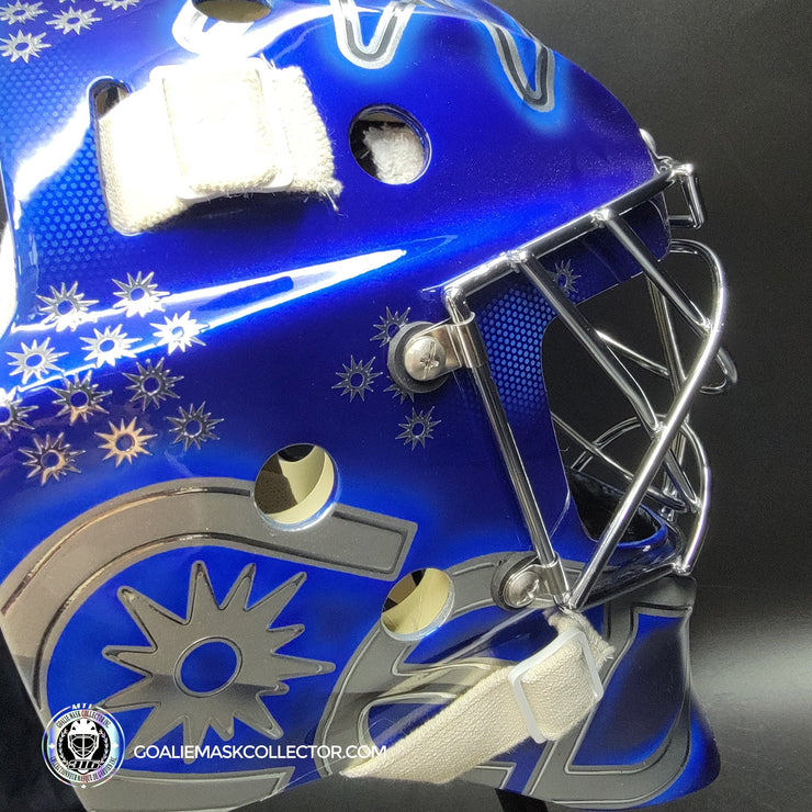 Custom Painted Goalie Mask: CED Corporate Business Logo